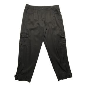 NWT WHBM Black Crop Pants Sz 10 Rhinestone Stud Cargo Style Embellished